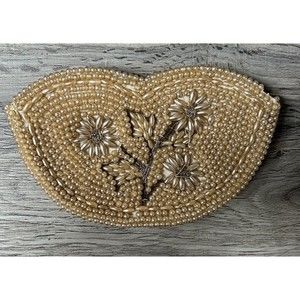VTG 50s Floral Micro Pearl Beaded Evening Bag Clutch Purse Boho Cocktail Party